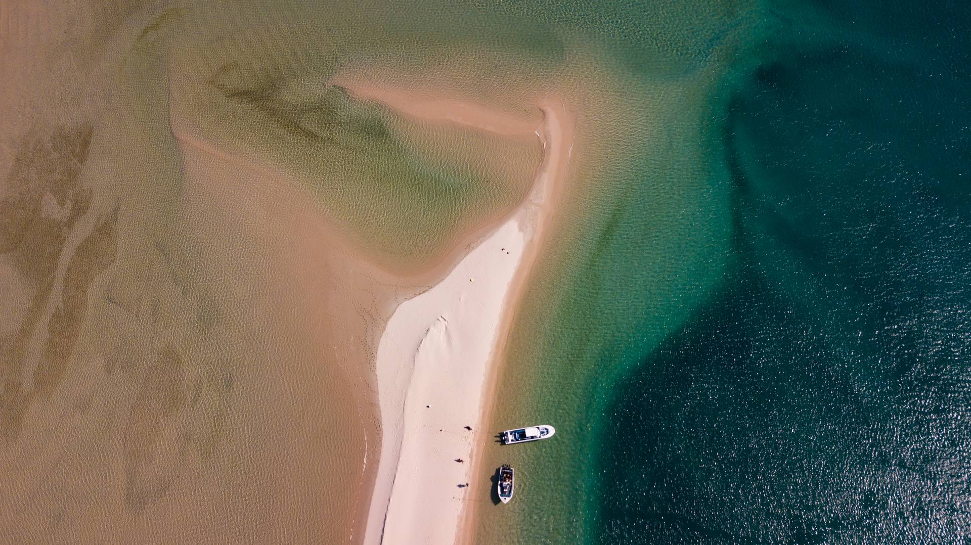 Aerial view of Bazaruto Archipelago white sand bars