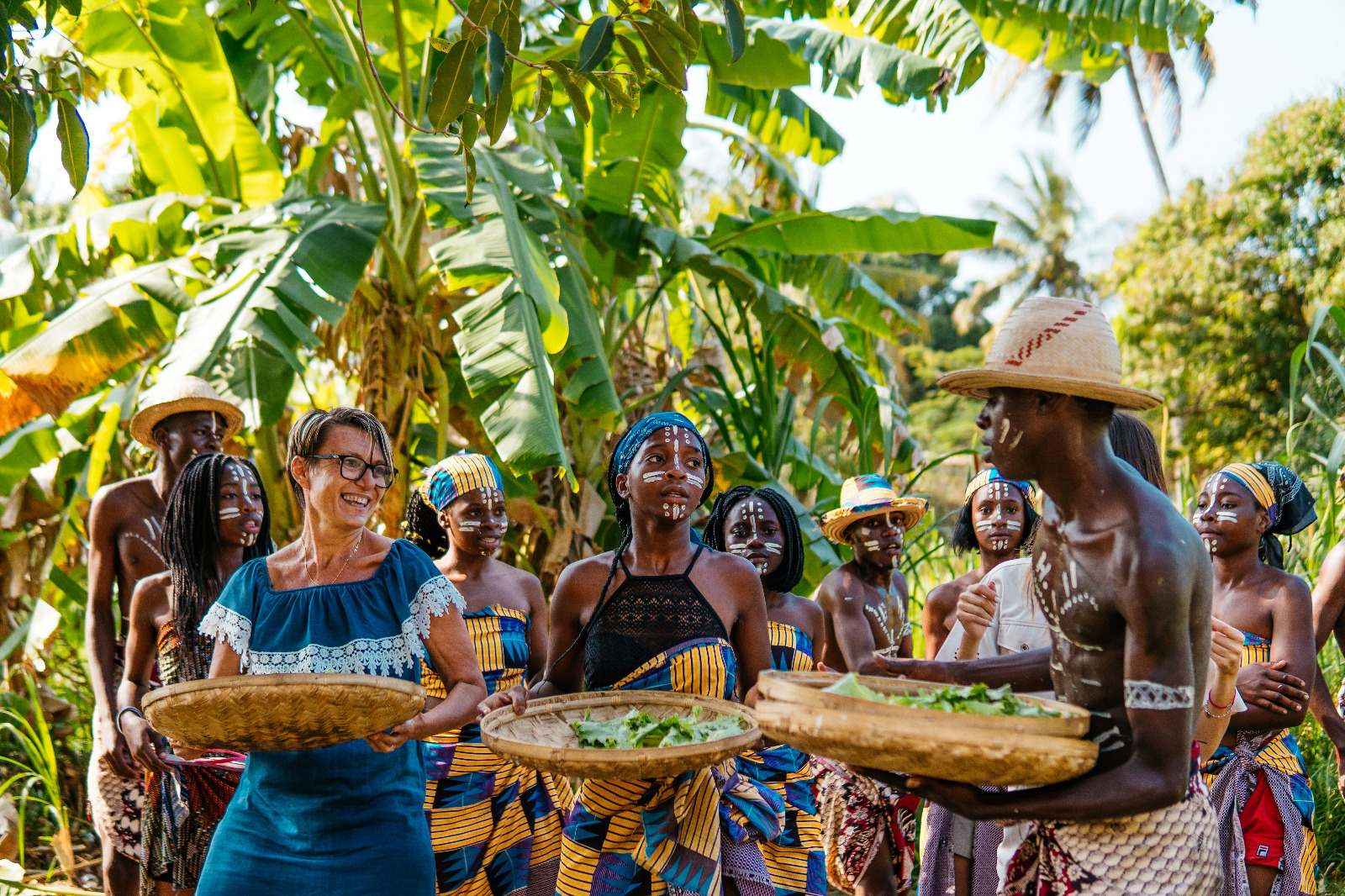 Marina with the local village dance group